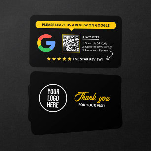 Zwarte Google Reviews QR Code Zakelijke Review Lin Visitekaartje