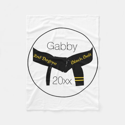 Zwarte gordel voor martial Arts 2e graads Fleece Deken (Voorkant)
