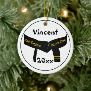 Zwarte gordel voor martial Arts 2e graads Keramisch Ornament