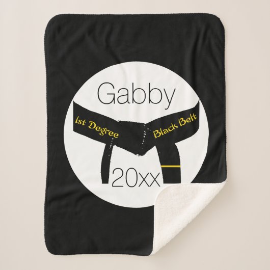 Zwarte gordel voor martial Arts First Degree Sherpa Deken (Voorkant)