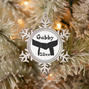 Zwarte gordel voor Martial Arts Tin Sneeuwvlok Ornament