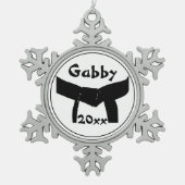 Zwarte gordel voor Martial Arts Tin Sneeuwvlok Ornament (Voorkant)