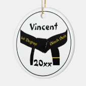 Zwarte gordel voor martiumarts van eerste graad keramisch ornament (Links)