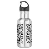 Zwarte Gothic Floral Water Flacon met naam Waterfles (Achterkant)