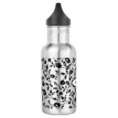 Zwarte Gothic Floral Water Flacon met naam Waterfles (Links)