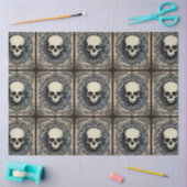 Zwarte Gothische schedel, spinweb ornament ephemer Tissuepapier (Craft)