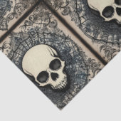Zwarte Gothische schedel, spinweb ornament ephemer Tissuepapier (Detail)