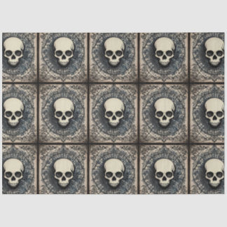 Zwarte Gothische schedel, spinweb ornament ephemer Tissuepapier