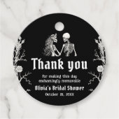 Zwarte Gotische Halloween Skelet Bruidsdouche Bedankjes Labels (Voorkant)