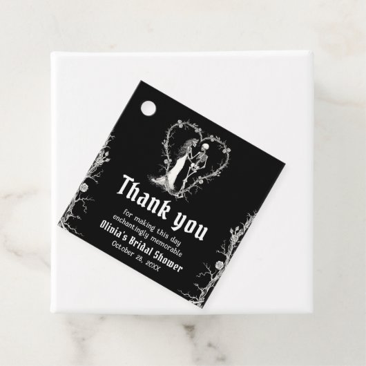 Zwarte Gotische Halloween Skelet Bruidsdouche Bedankjes Labels (In situ)