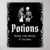 Zwarte Gotische Halloween Skeleton Potions Teken Poster (Voorkant)