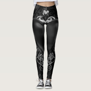 Zwarte Gotische Liefdeshart & Rosensiermotief Leggings