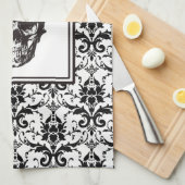 zwarte gotische patroonschedel Halloween Theedoek (Quarter Fold)