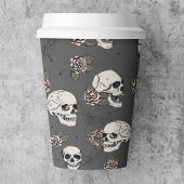 Zwarte Gotische schedels en Rozen Halloween Papieren Bekers