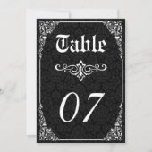 Zwarte Gotische Victoriaanse Damast Huwelijk Tafel Kaart (Voorkant)