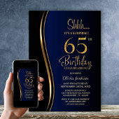 Zwarte Goud Blauwe Verrassing 65e Verjaardag Kaart