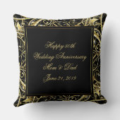 Zwarte Goud Bloei 50ste Huwelijksverjaardag Kussen (Achterkant)
