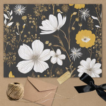 Zwarte Goud Boho Wildbloem Decoupage
