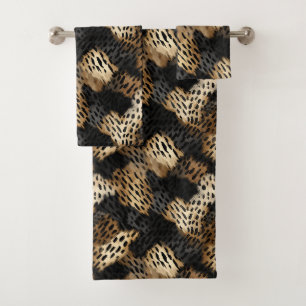 Zwarte Goud Crème Luipaard Dierenprint Bad Handdoek