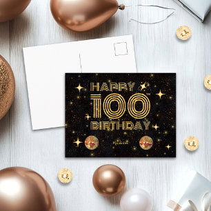 Zwarte Goud Dansende Disco Bal 100ste Verjaardag Briefkaart