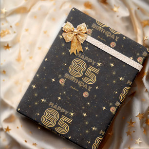 Zwarte Goud Dansende Disco Bal 85e Verjaardag Cadeaupapier