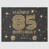 Zwarte Goud Dansende Disco Bal 85e Verjaardag Tissuepapier (Voorkant)