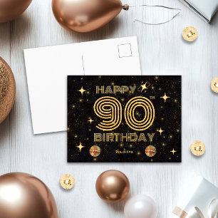 Zwarte Goud Dansende Disco Bal 90ste Verjaardag Briefkaart
