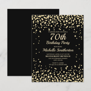 Zwarte Goud Diamant Glitter Vrouwen 70ste Verjaard Kaart
