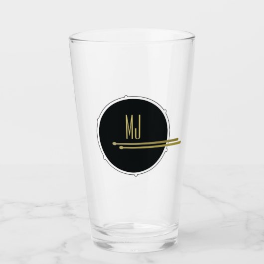 Zwarte Goud Drummer Monogram Glas (Voorkant)