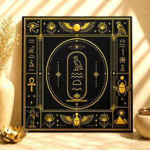 Zwarte Goud Egyptische Cartouche Symbool Decor Tegeltje