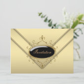 Zwarte Goud Feest Kaart (Staand voorkant)