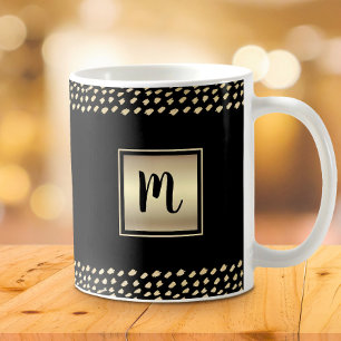 Zwarte goud folie dikke monogram script minimale c koffiemok