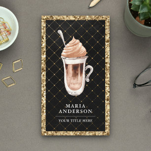 Zwarte Goud Glitter Mocha Latte Koffiebar Visitekaartje