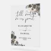 Zwarte Goud Gotische Rozen Bloemen Bruiloft Acryl Bord (Hoek)