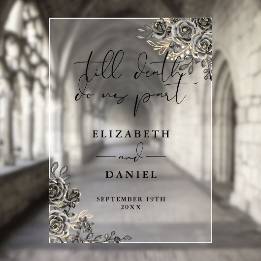 Zwarte Goud Gotische Rozen Bloemen Bruiloft Acryl Bord