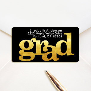 Zwarte goud grad vet typografie minimale adres etiket