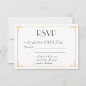Zwarte Goud Grote Gatsby Art Deco Trouw RSVP Kaart (Voorkant)