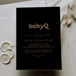 Zwarte Goud Klassieke BabyQ Baby Shower Barbecue Kaart