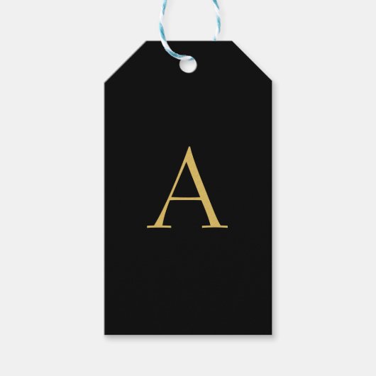 Zwarte Goud Kleur Monogram Professioneel Cadeaulabel (Voorkant)