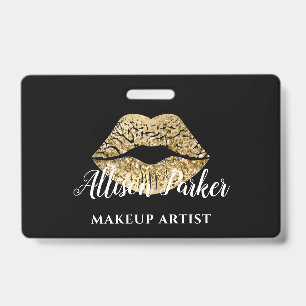 Zwarte Goud Kus Lippen Make-up Artiest Badge