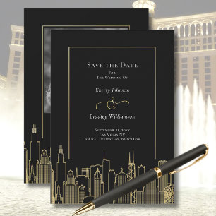 Zwarte Goud Las Vegas Silhouette Elegant Bewaar de Kaart
