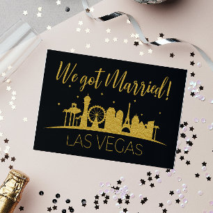 Zwarte Goud Las Vegas Trouw Elopement Ontvangst Kaart