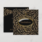 Zwarte Goud Luipaard Feest Kaart (Voorkant / Achterkant)
