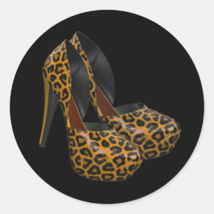 Zwarte Goud Luipaard Hoge Hak Schoen Stickers