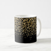 Zwarte Goud Luipaardprint Glitter Overlay Trendy Koffiemok (Voorkant rechts)
