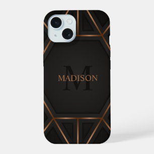 Zwarte Goud Luxe Modern Minimaal Abstract iPhone 15 Hoesje