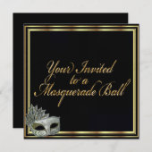 Zwarte Goud Masquerade Bal Uitnodigingen Collectie (Voorkant / Achterkant)
