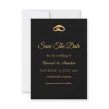 Zwarte Goud Monogram Save The Date Kaart