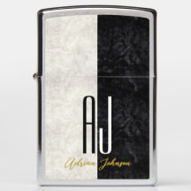 Zwarte Goud Monogram Zippo Aansteker Cadeau