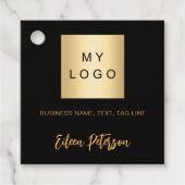 Zwarte goud naam logo foto QR-code hanglabel Bedankjes Labels (Voorkant)